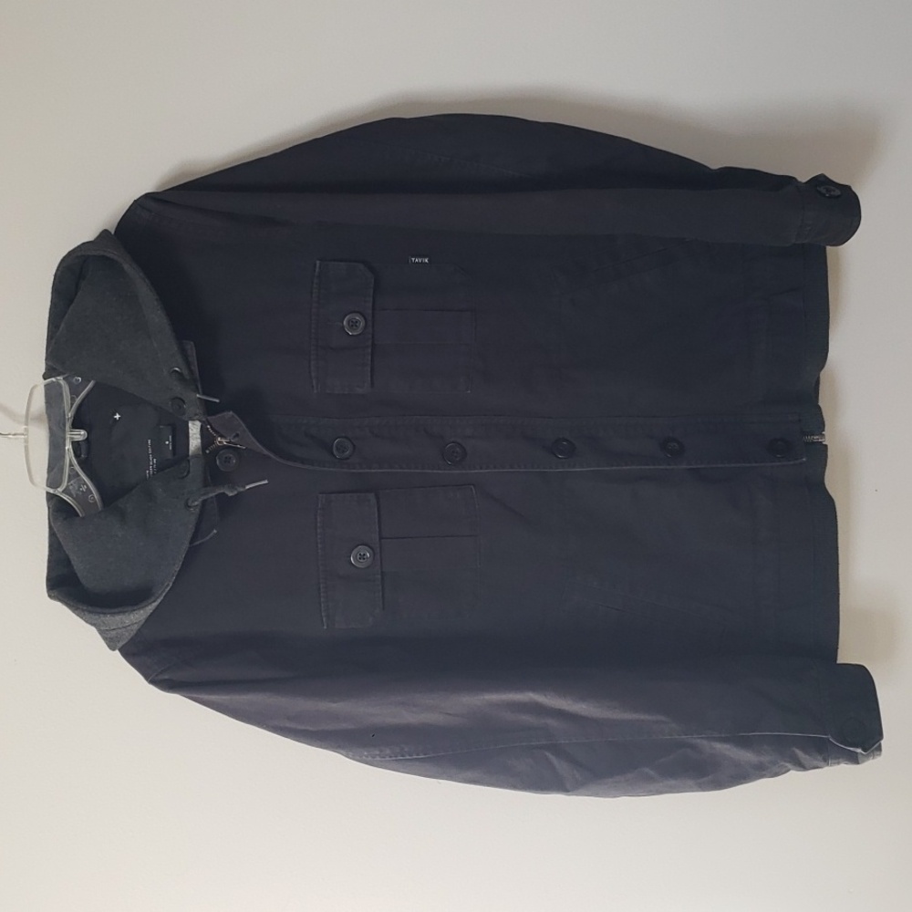 TAVIK Canvas Chore Jacket Mens S Black Hooded Fleece Lined Winter Utility